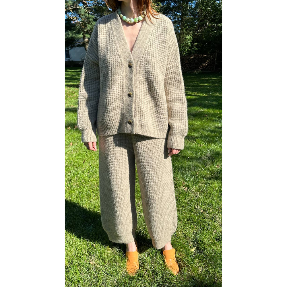 Lauren Manoogian Waffle Cardigan Sweater & Pant Sz 2 Medium Set Alpaca Willow